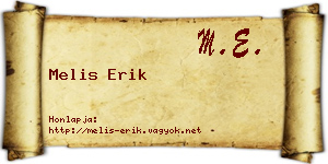 Melis Erik névjegykártya